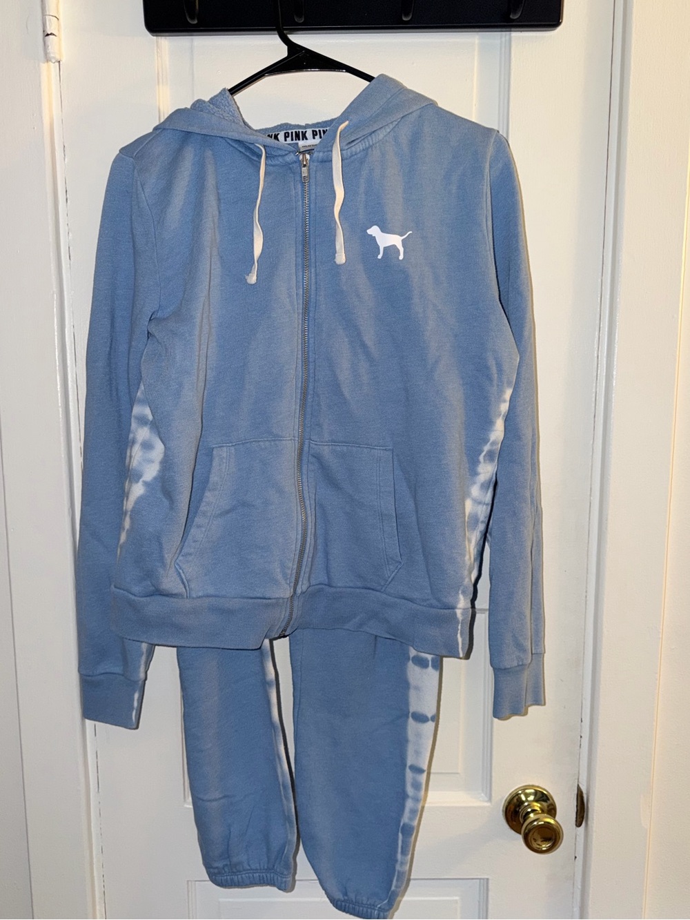 PINK Victoria’s Secret Blue Tie-Dye Zip Hoodie & Jogger Set – L/S